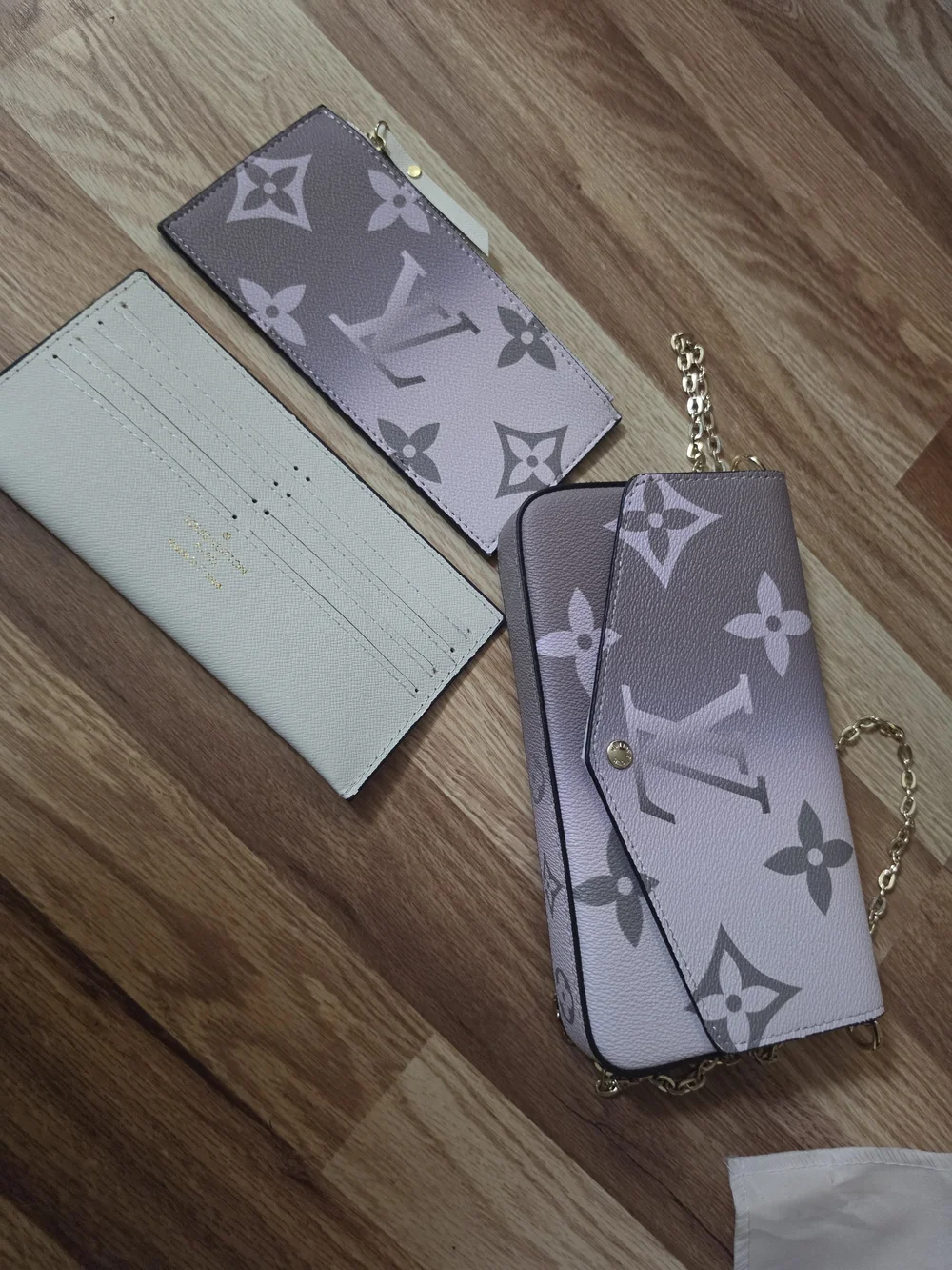 Monogram Gray & White Clutch Wristlet Matching Wallet Coin Purse Card Holder